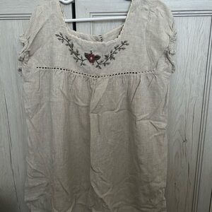 Embroidered linen dress